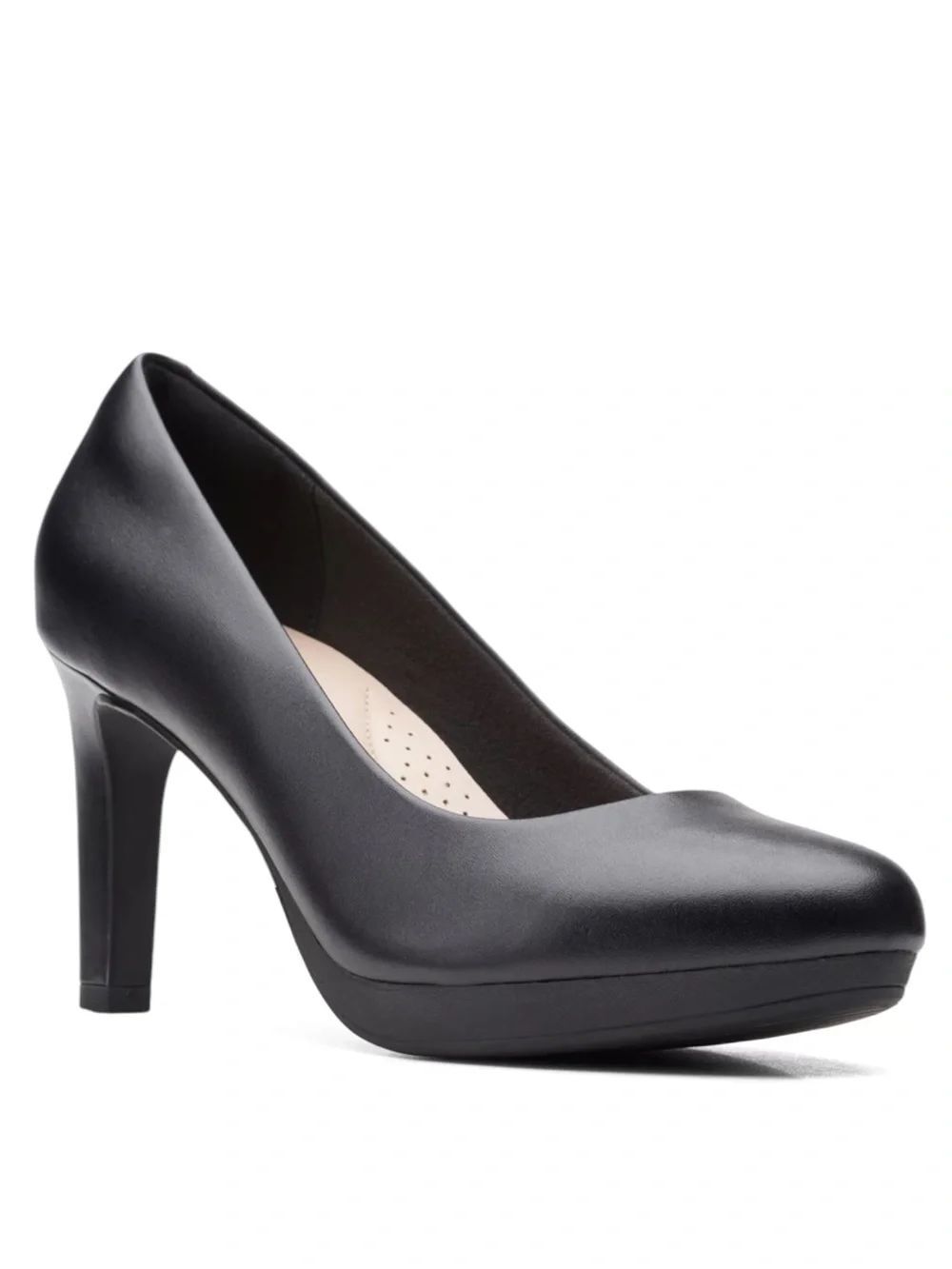 Clarks Amber Joy Black Leather Wide Width Pump Size 8.5W